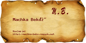 Machka Bekő névjegykártya